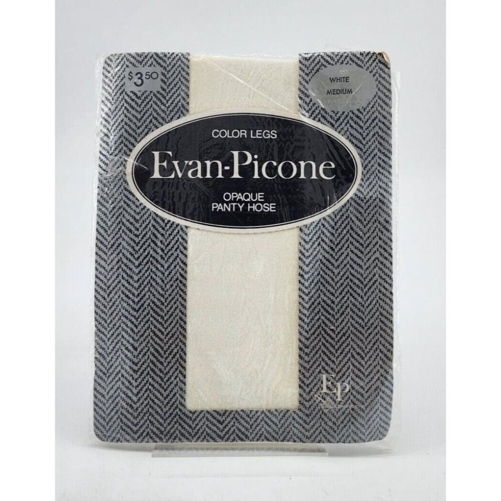 Vtg Evan Picone Color Legs Opaque Pantyhose 100% Nylon Hoisery 451 White‎ Size M